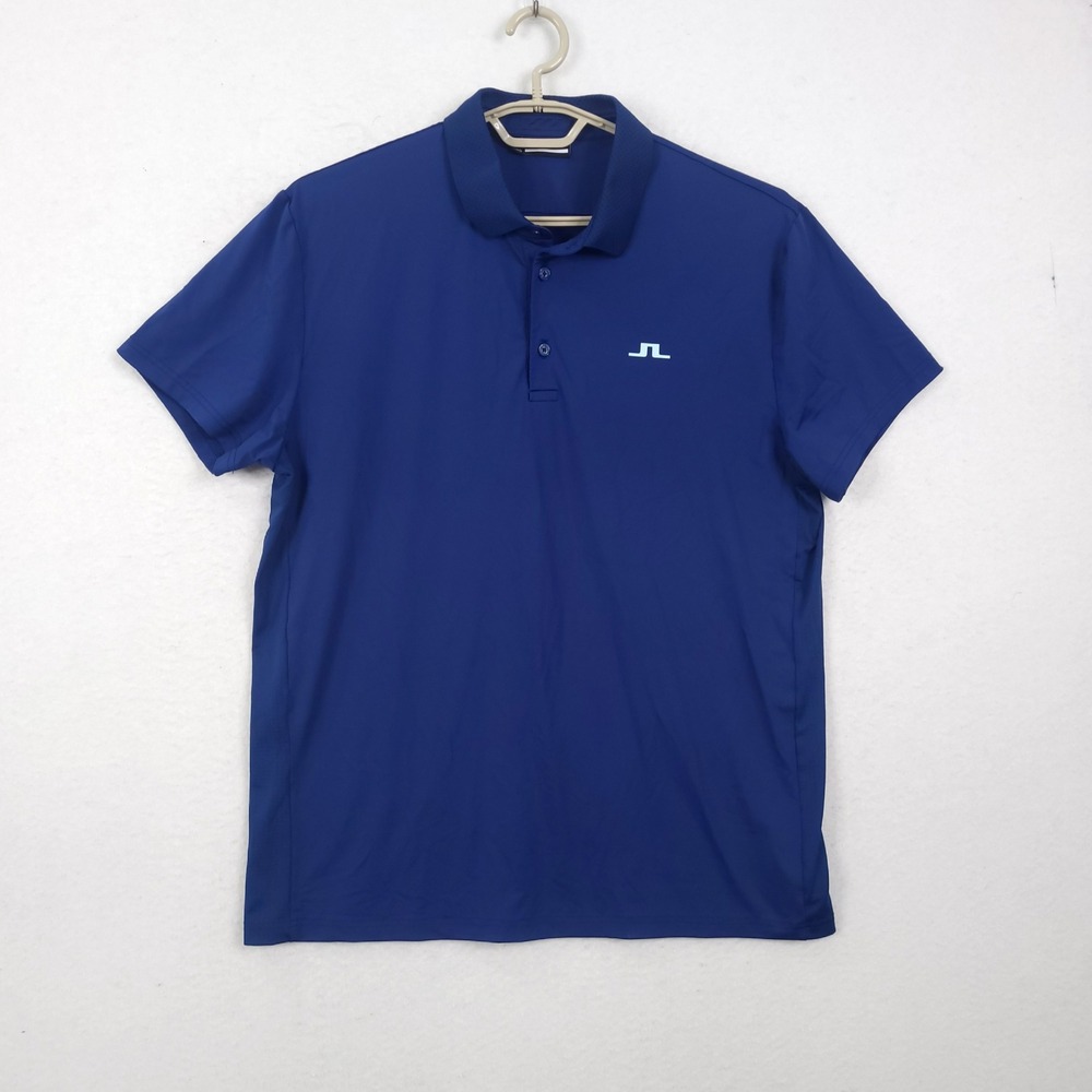 J.Lindeberg Duff Regular Polo Golf Shirt Mens XL Blue Short Sleeve Performance